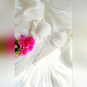 Adeirlina Bridal White Mini Dress, Glossy White, Size Small